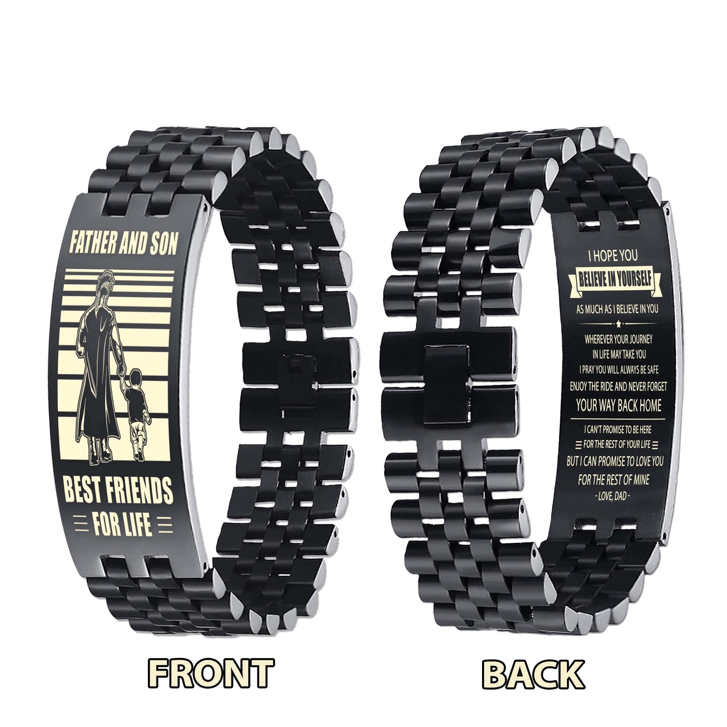 Viking Be strong-Personalized Double Sided Bracelet Father And Son Best Friends For Life - Message on the back side-Be strong