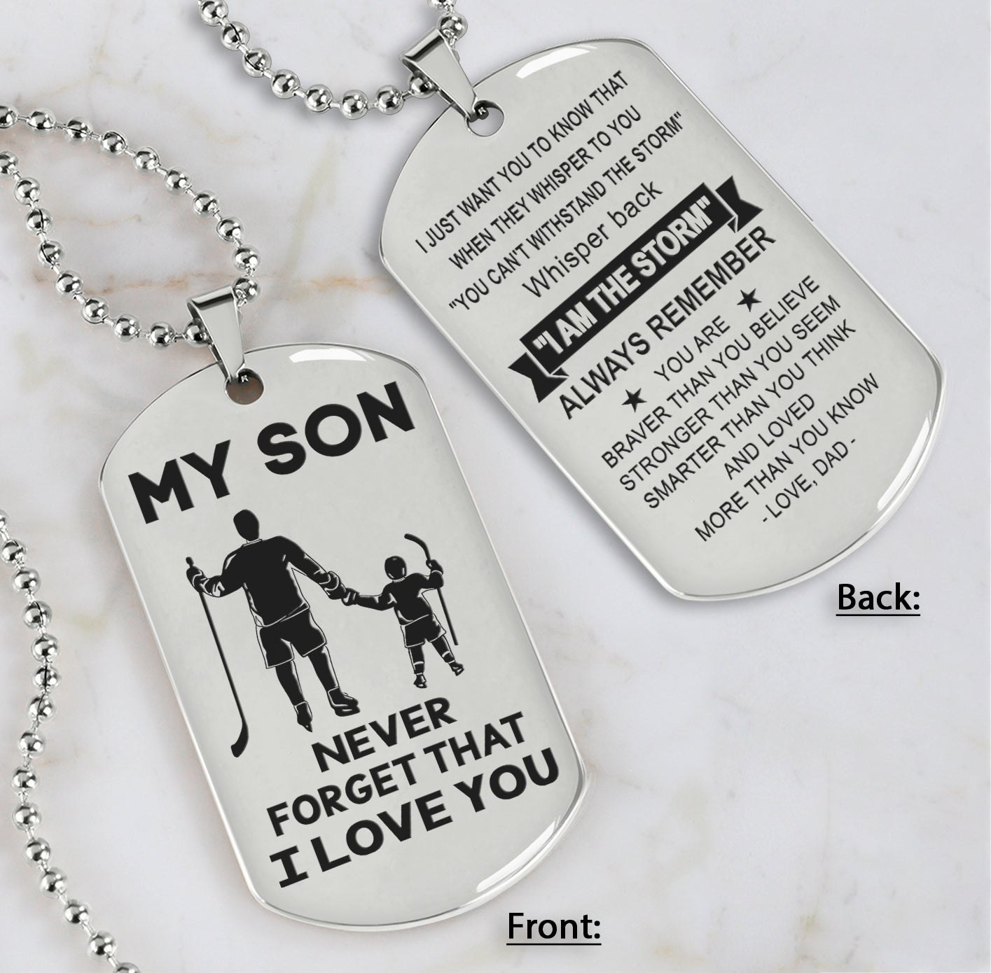DRB Personalized Double Sided Dog Tag To My Son Never Forget That I Love You - Whisper Back I'm The Storm