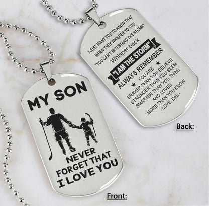 DRB Personalized Double Sided Dog Tag To My Son Never Forget That I Love You - Whisper Back I'm The Storm