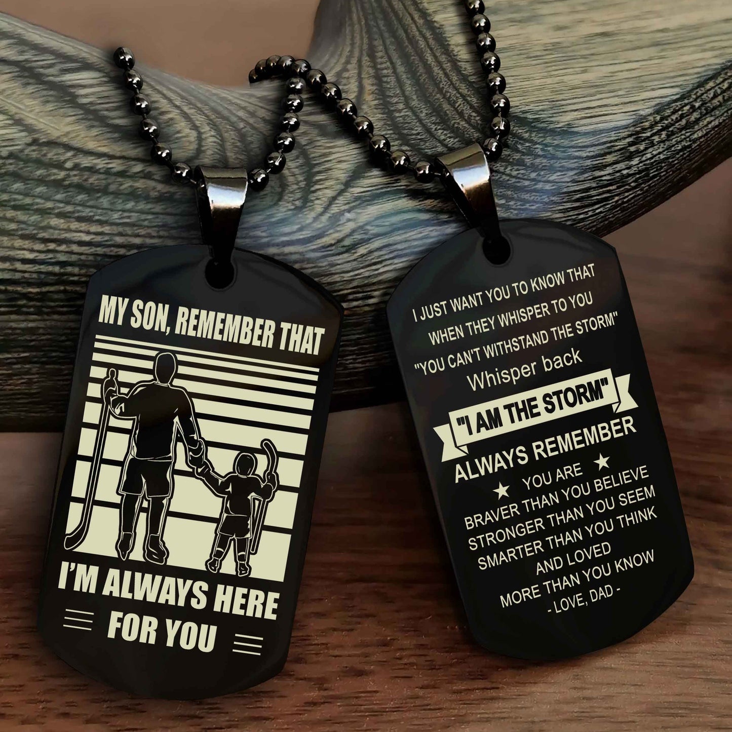 DRB Personalized Double Sided Dog Tag My Son Remember That I Will Always Here Whisper Back I Am The Storm