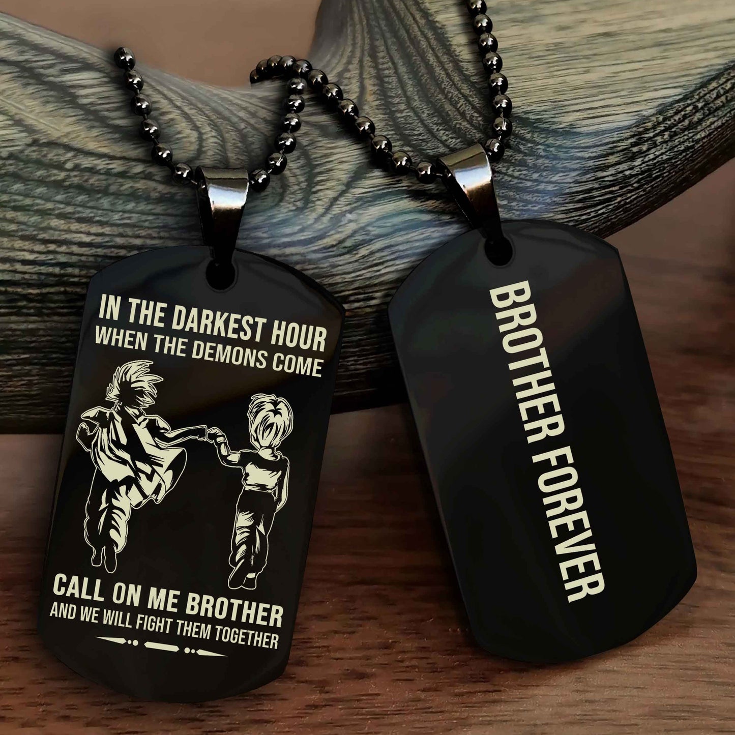 DRB Customizable engraved black dog tag double sided gift from brother, brother forevers