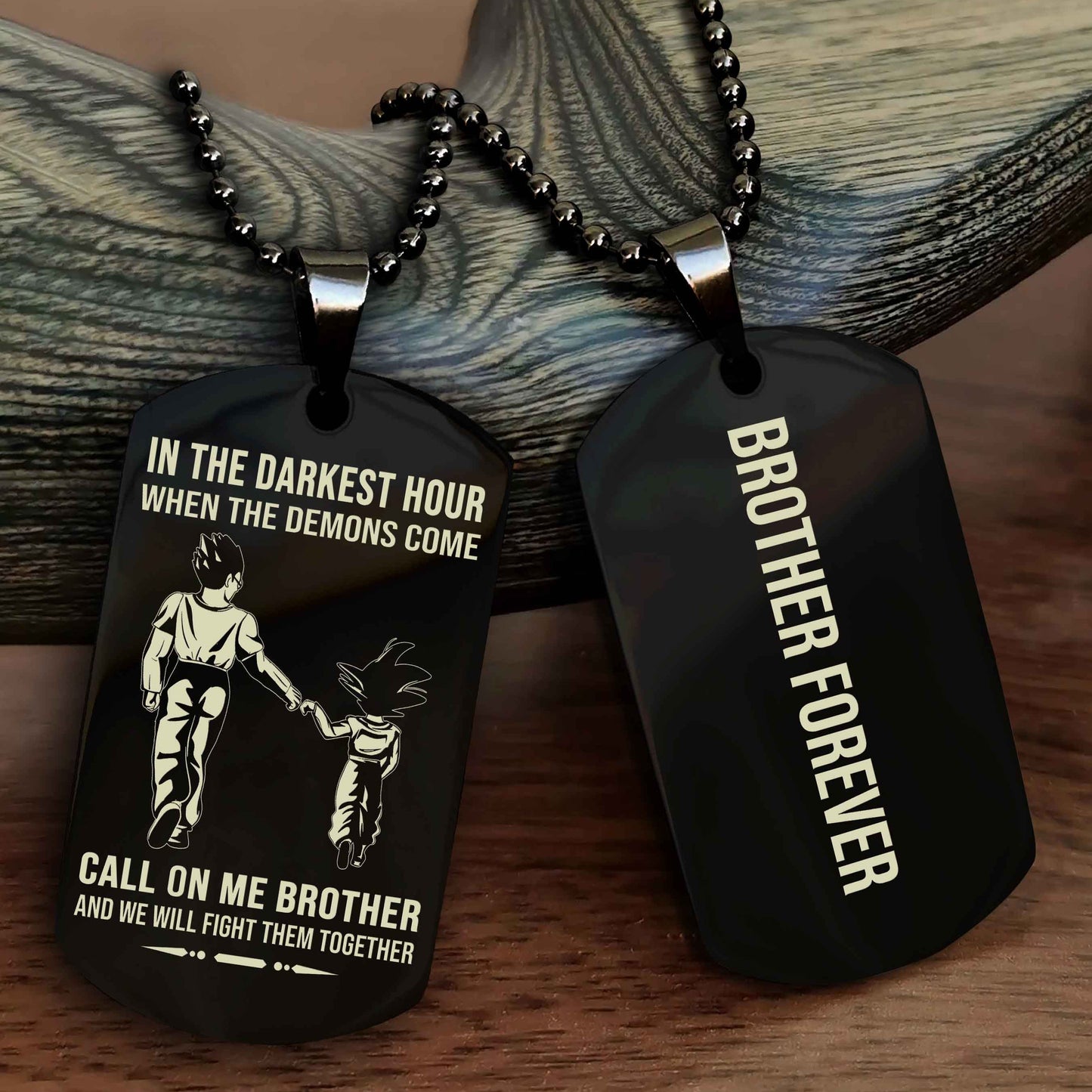 TWD Customizable engraved black dog tag double sided gift from brother, brother forevers