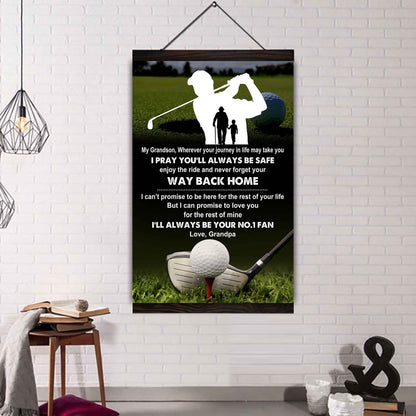 Hockey Poster Canvas Grandpa To Grandson - Never Forget Your Way Back Home I Will Always Your No 1 Fan