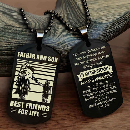 Knight Templar Personalized Double Sided Dog Tag Silver To My Son I Love You - Whisper Back I'm The Storm