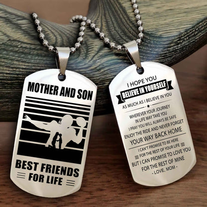 Sport Personalized Double Sided Dog Tag Father And Son Best Friend For Life - Never Forget Your Way Back Home