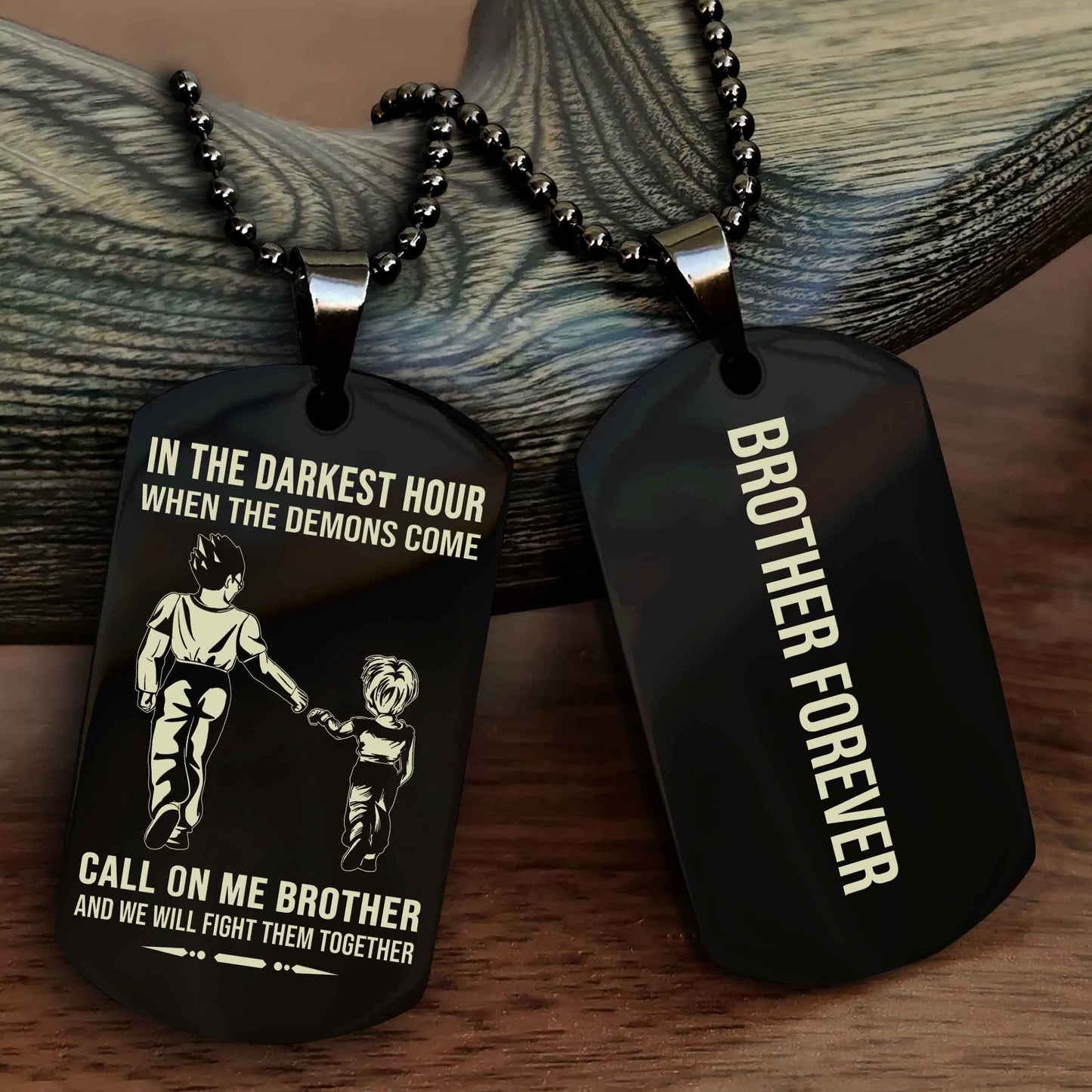 Biker Customizable engraved black dog tag double sided gift from brother, brother forevers