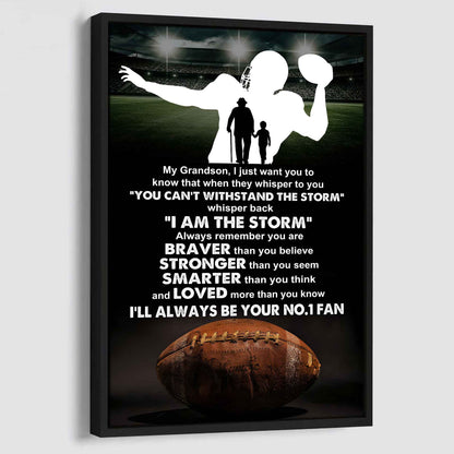 Tennis Poster Canvas Granpa To Grandson - Whisper Back I Am The Storm I Will Always Your No 1 Fan