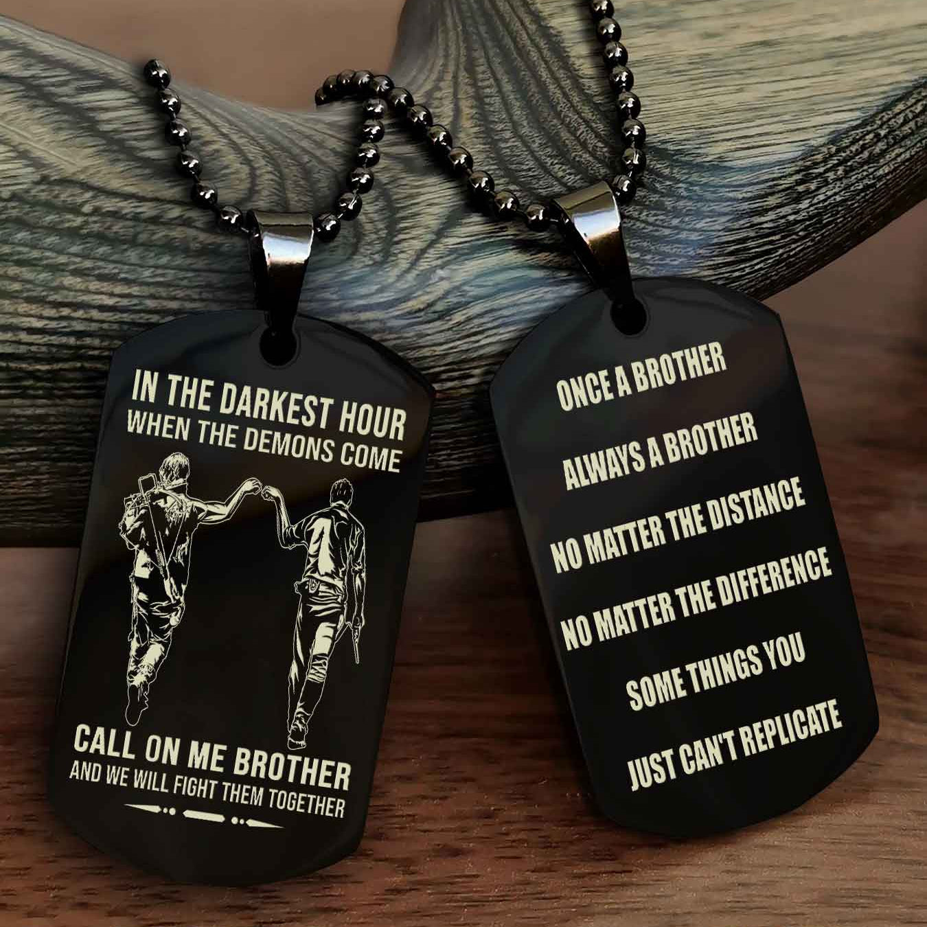 Cowboy Customizable engraved dog tag double sided gift from brother Once A Brother Always A Brother