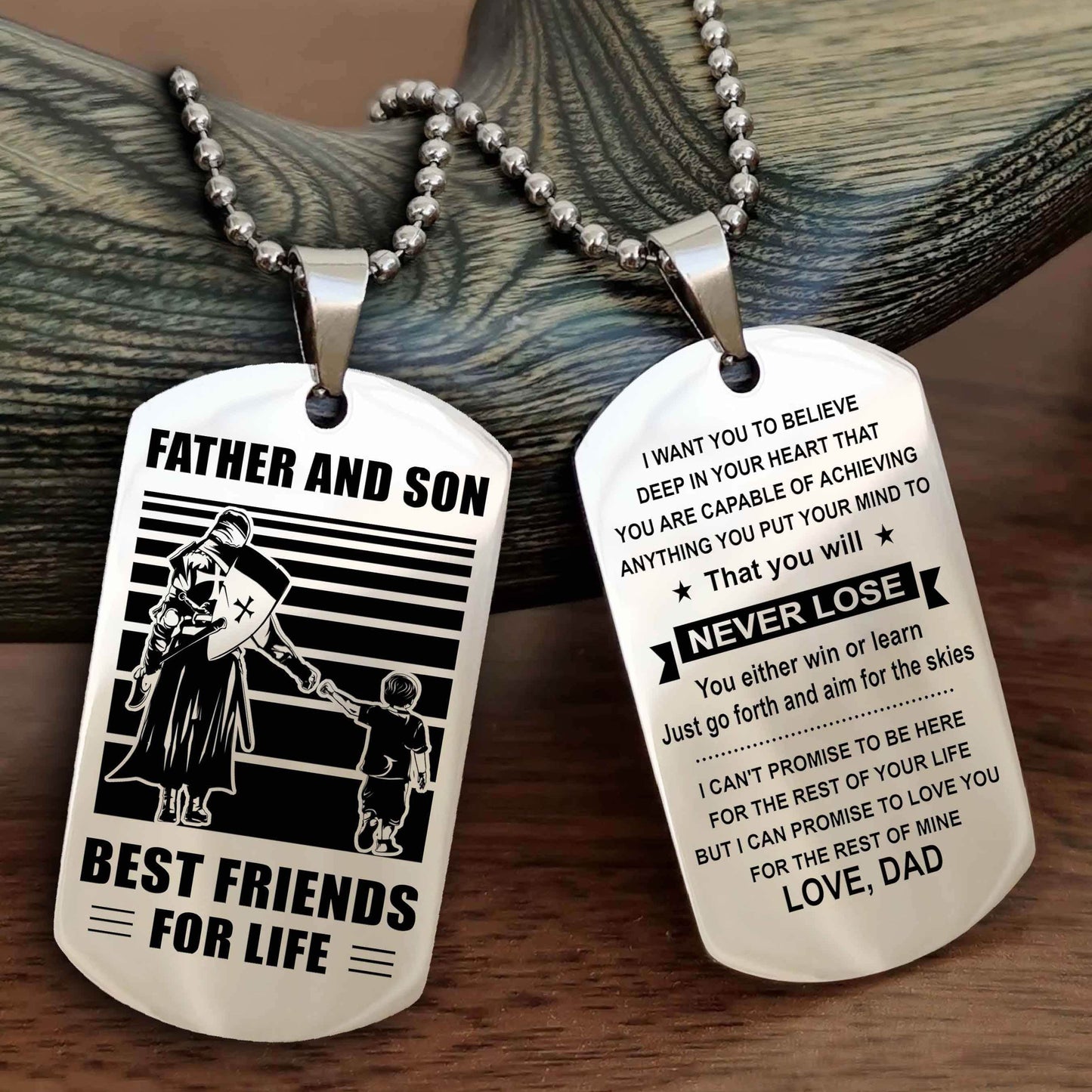 Cowboy Personalized Double Sided Dog Tag To My Son I Love You - You Will Never Lose You Either Win Or Learn From Dad To Son