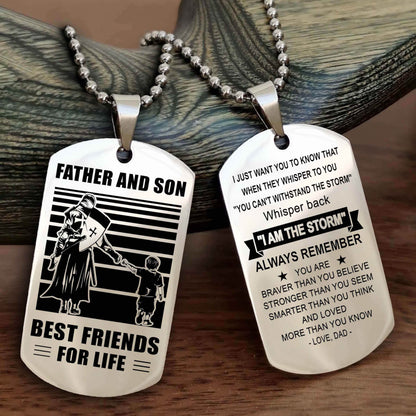 Viking Personalized Double Sided Dog Tag Silver To My Son I Love You - Whisper Back I'm The Storm
