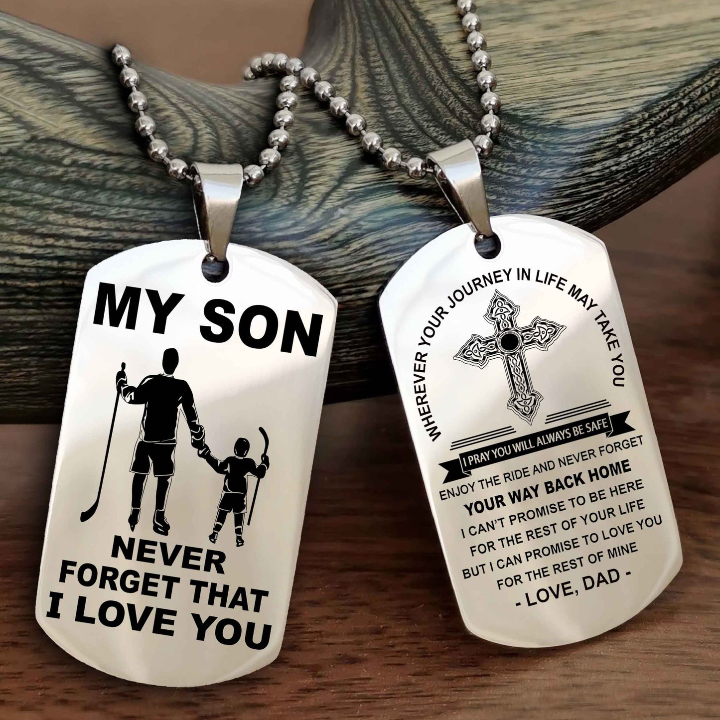 Knight Templar Cross Double Sided Dog Tag To My Son Never Forget That I Love You - Gift For Son Never Forget Your Way Back Home