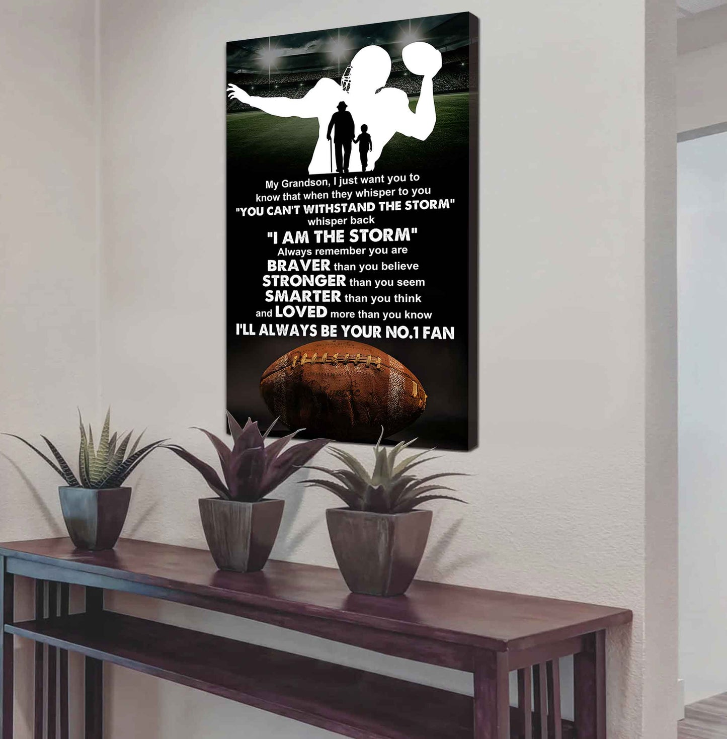 Sport Basketball Poster Canvas Granpa To Grandson - Whisper Back I Am The Storm I Will Always Your No 1 Fan