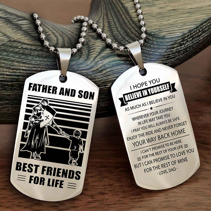 Viking Personalized Double Sided Dog Tag Silver To My Son I Love You - Enjoy The Ride And Never Forget Your Way Back Home From