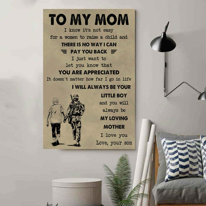 Poster Canvas To My Mom I Know It's Not Easy To Raise A Child I Will Always Be Your Little Boy