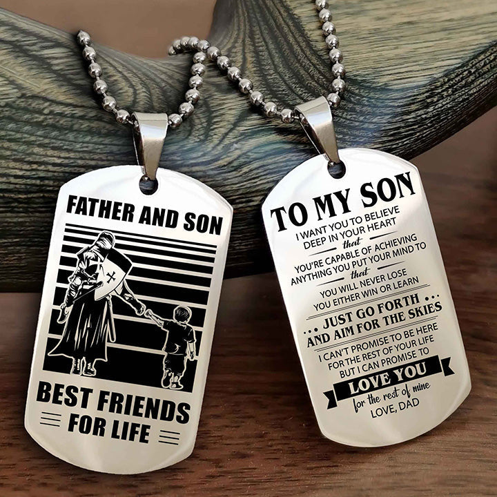 DRB Double Sided Dog Tag Father And Son Best Friend For Life - Gift For Son Just Go Forth And Aim For The Skies