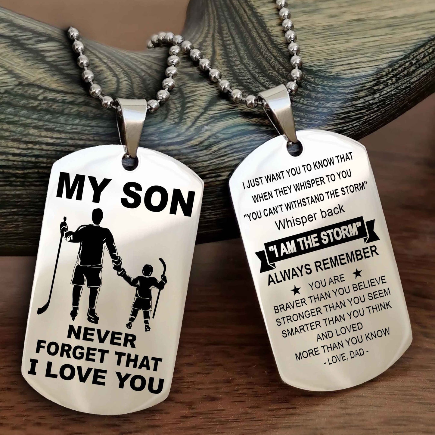 DRB Double Sided Dog Tag To My Son Never Forget That I Love You New Version - Whisper Back I'm The Storm