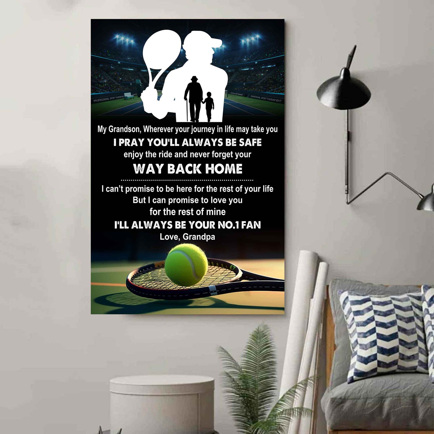 Soccer Poster Canvas Grandpa To Grandson - Never Forget Your Way Back Home I Will Always Your No 1 Fan