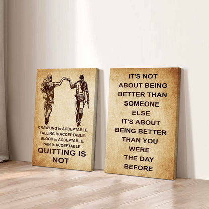 Combo 2 DRB Poster Canvas Quitting Is Not - It's Not About Being Better Than Someone Else It's About Being Better Than You Were The Day Before