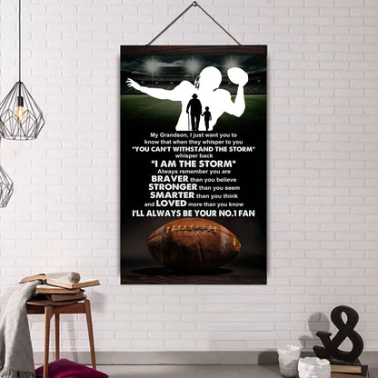 Tennis Poster Canvas Granpa To Grandson - Whisper Back I Am The Storm I Will Always Your No 1 Fan