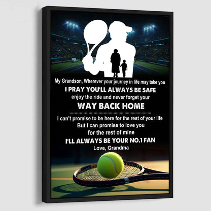 Hockey Poster Canvas Grandma To Grandson - Never Forget Your Way Back Home I Will Always Your No 1 Fan