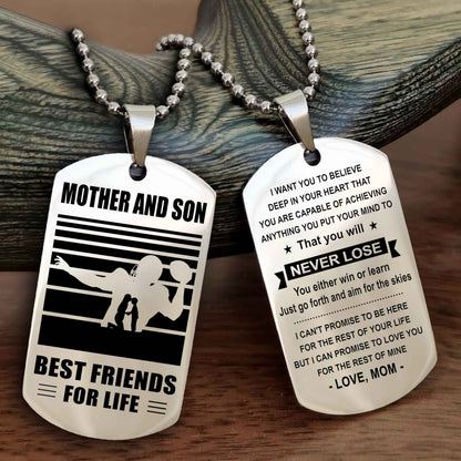 Sport Personalized Double Sided Dog Tag Father And Son Best Friend For Life - You Will Never Lose You Either Win Or Learn