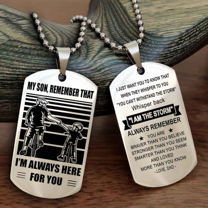 DRB Personalized Double Sided Dog Tag My Son Remember That I Will Always Here Whisper Back I Am The Storm
