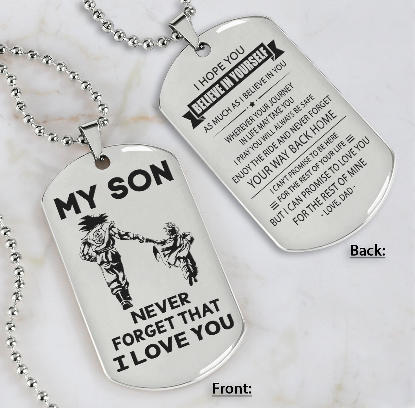 DRB Personalized Double Sided Dog Tag To My Son Never Forget That I Love You - Never Forget Your Way Back Home