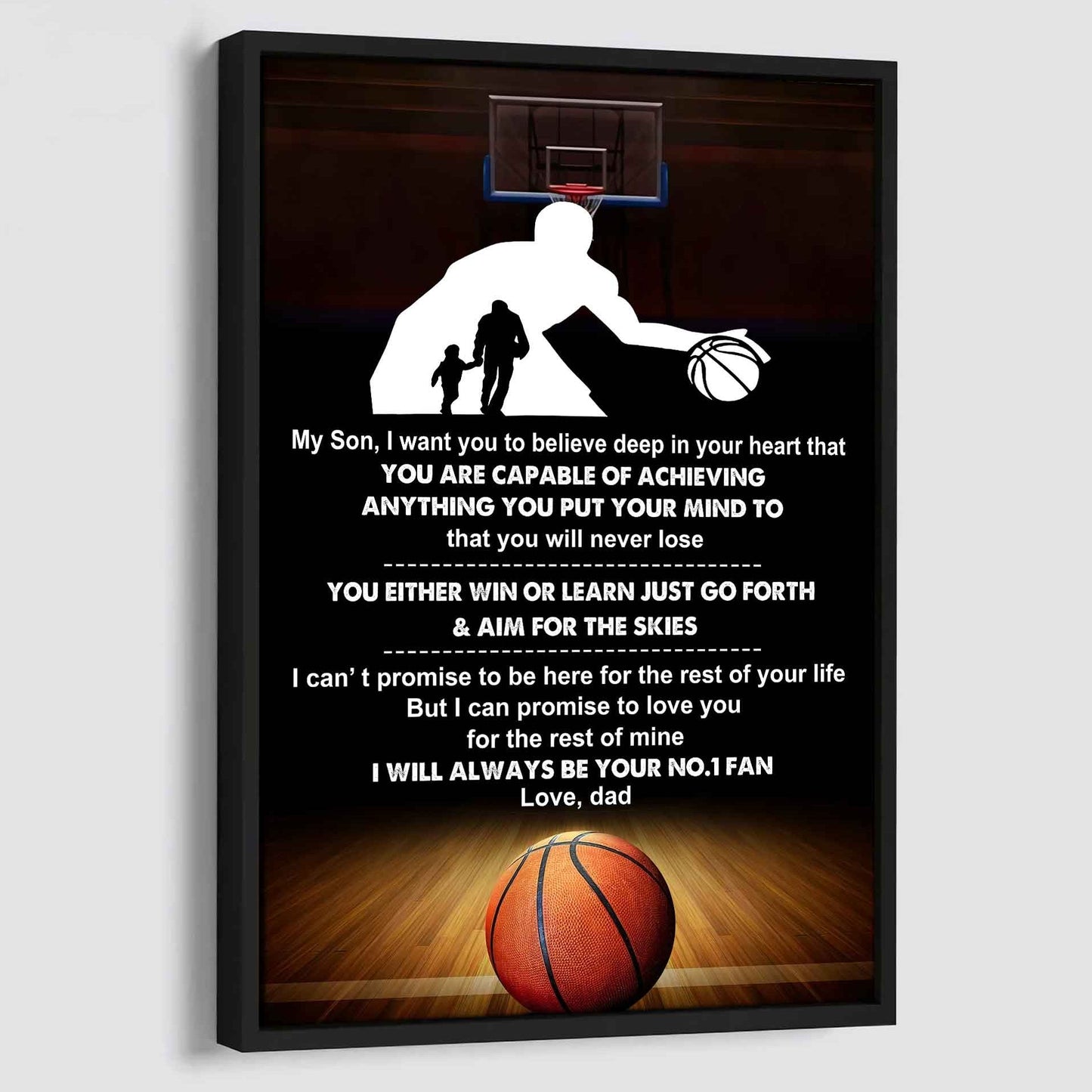 Baseball Poster Canvas Dad To Son - You Will Never Lose You Either Win Or Learn I Will Always Your No 1 Fan