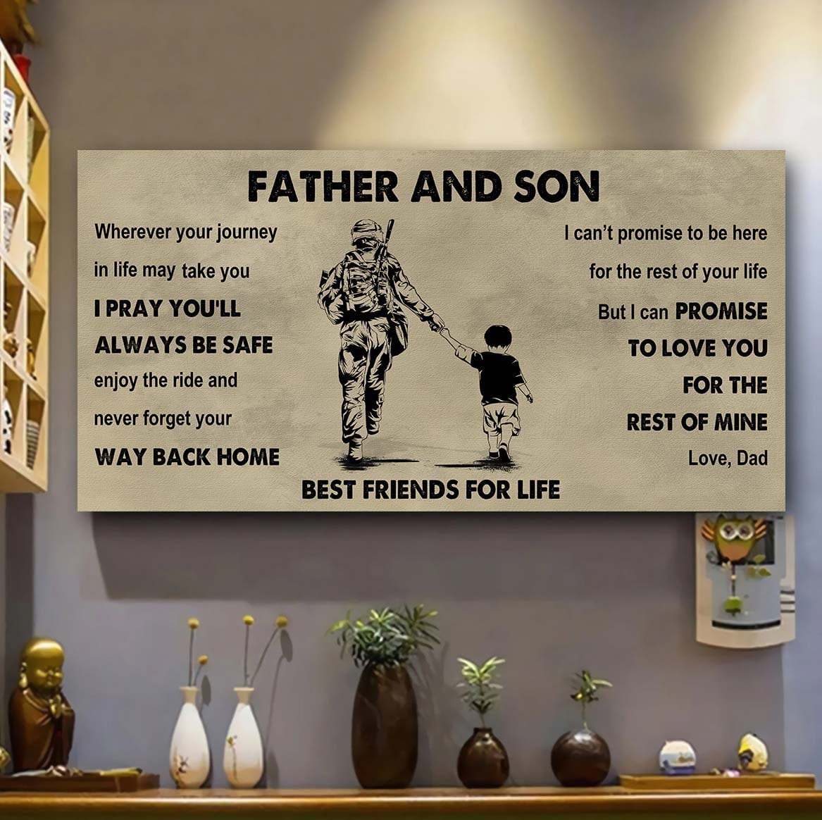 FAMILY-PHOTO UPLOAD Father And Son Best Friends For Life - Ver 2 Never Forget Your Way Back Home Poster Canvas Gift For Son From Father