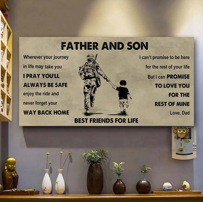 Biker Father And Son Best Friends For Life - Ver 2 Never Forget Your Way Back Home Poster Canvas Gift For Son From Father
