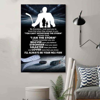 Sport Basketball Poster Canvas Grandma To Grandson - Whisper Back I Am The Storm I Will Always Your No 1 Fan