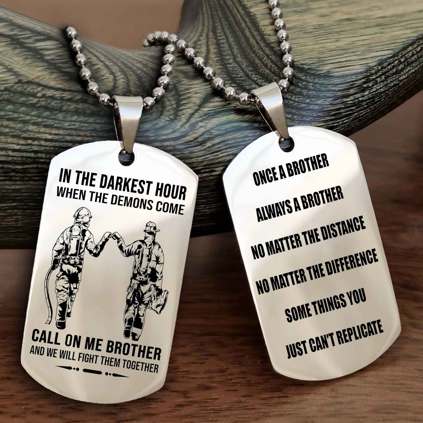 Viking Customizable engraved dog tag double sided gift from brother Once A Brother Always A Brother