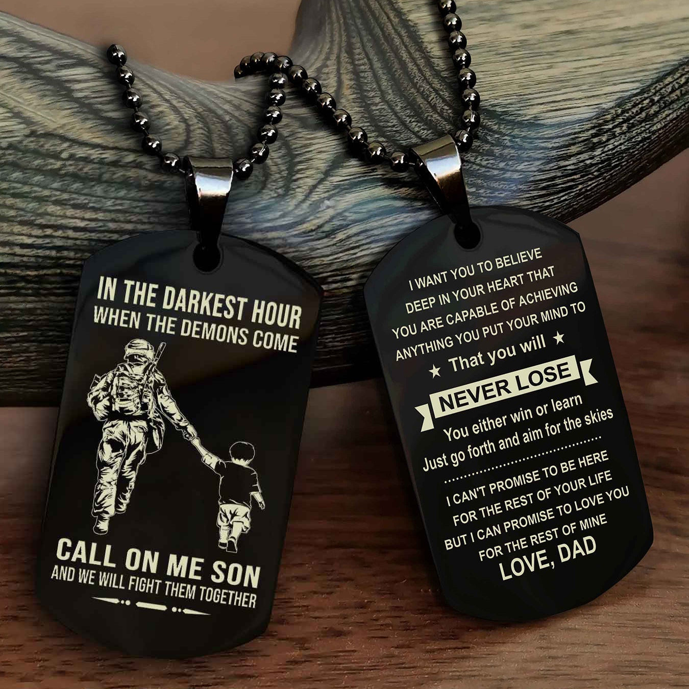 DRB Double Sided Dog Tag Call On Me Son - Gift For Son From Dad You Will Never Lose You Either Win Or Learn