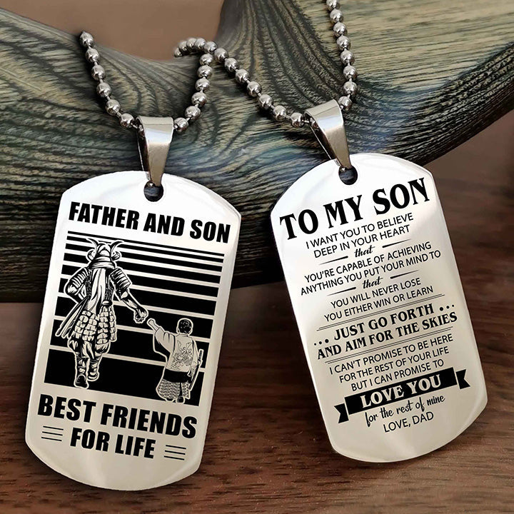 DRB Double Sided Dog Tag Father And Son Best Friend For Life - Gift For Son Just Go Forth And Aim For The Skies