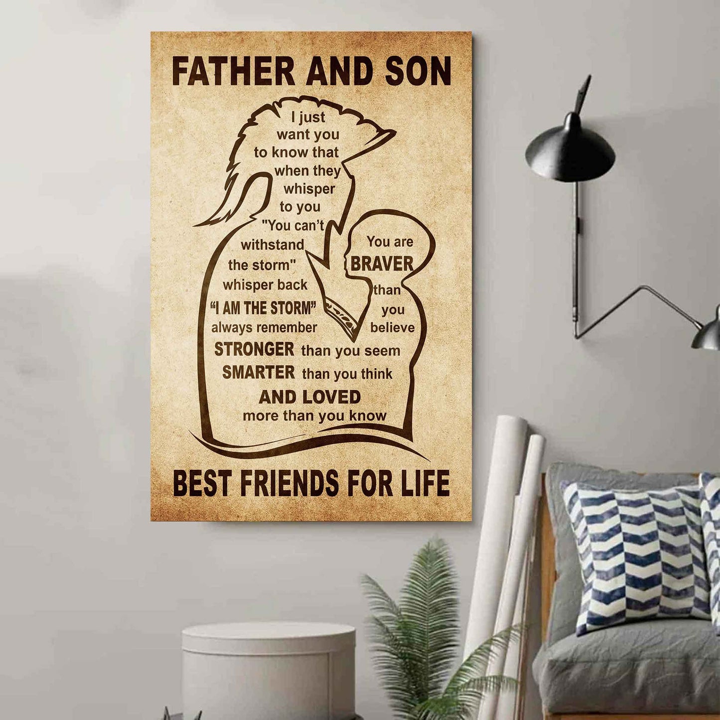 Personalized Family Poster Canvas I Just Want You To Know That - I Am The Storm To My Son Gift From Dad Gift For Your Son