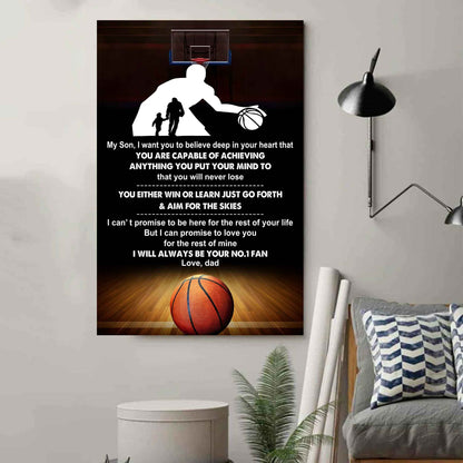 Sport Poster Canvas Dad To Son - You Will Never Lose You Either Win Or Learn I Will Always Your No 1 Fan