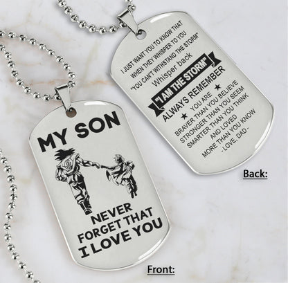 DRB Personalized Double Sided Dog Tag To My Son Never Forget That I Love You - Whisper Back I'm The Storm