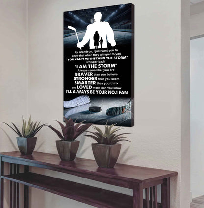 American Football Poster Canvas Grandma To Grandson - Whisper Back I Am The Storm I Will Always Your No 1 Fan