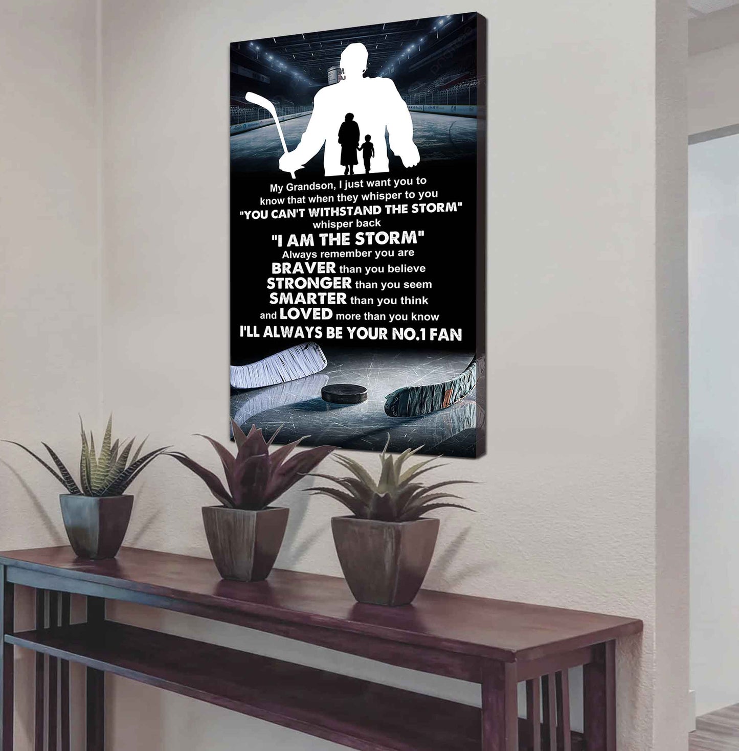 Baseball Poster Canvas Grandma To Grandson - Whisper Back I Am The Storm I Will Always Your No 1 Fan