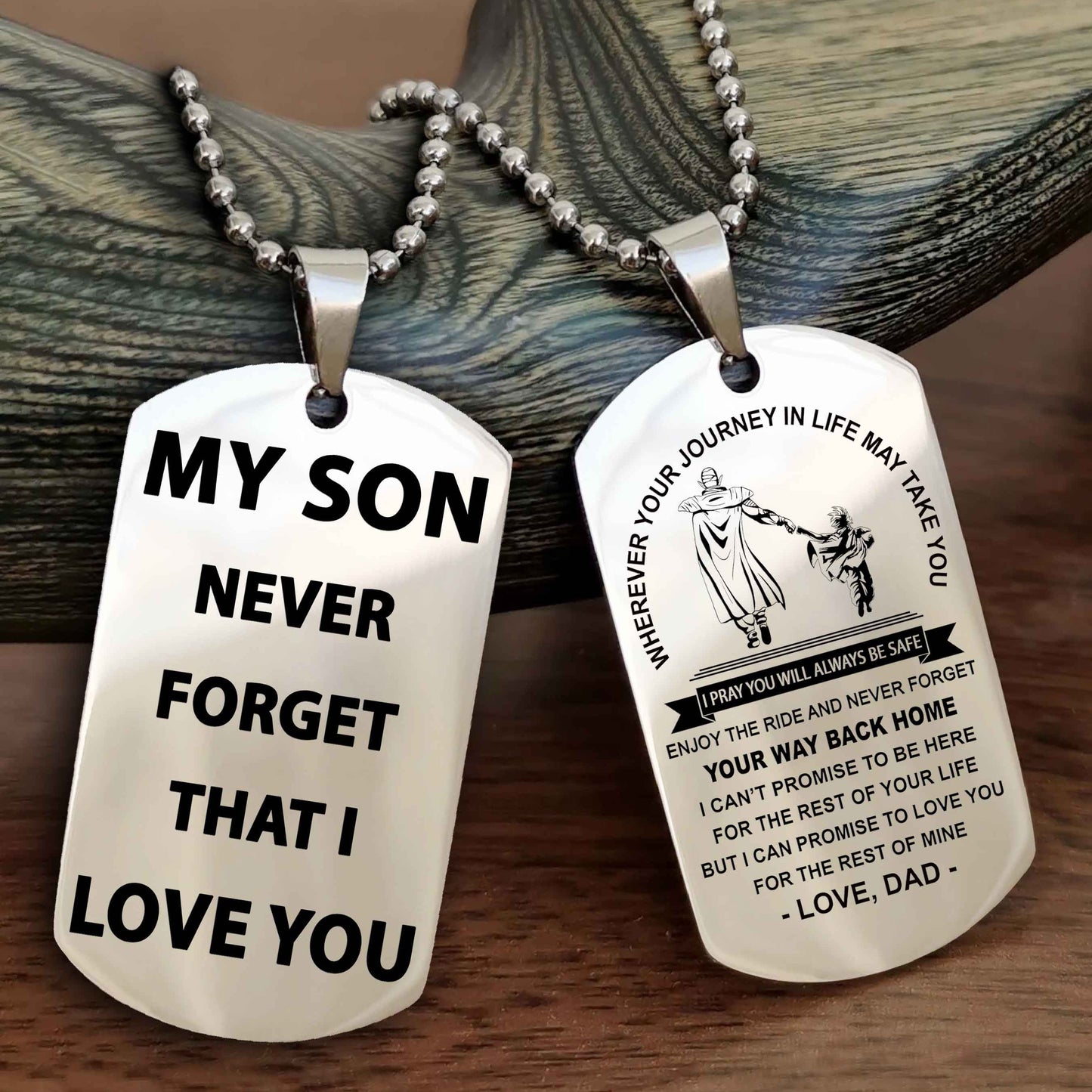 Family Double Sided Dog Tag To My Son Never Forget That I Love You - Gift For Son Never Forget Your Way Back Home