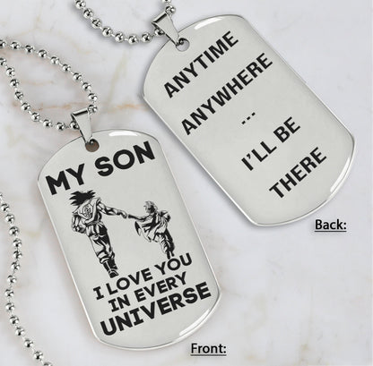 DRB Personalized Double Sided Dog Tag To My Son Never Forget That I Love You - Anytime Anywhere I Will Be There