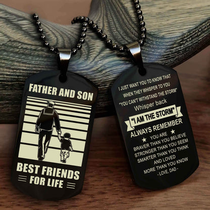 Knight Templar Personalized Double Sided Dog Tag Silver To My Son I Love You - Whisper Back I'm The Storm