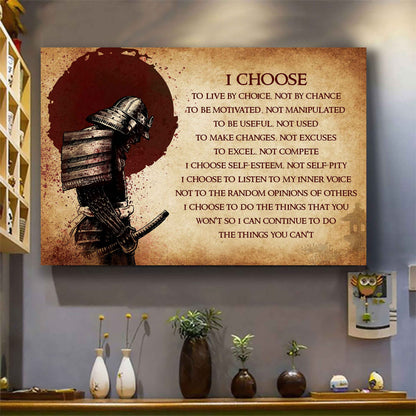 Knight Templar Poster Canvas I Choose To Live By Choice Best Gift With Motivation Quotes