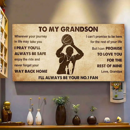 Personalized Sport  Baseball Poster Canvas I'll Be Your No 1 Fan Grandpa To Grandson - Never Forget Your Way Back Home