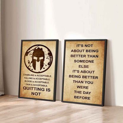 Combo 2 DRB Poster Canvas Quitting Is Not - It's Not About Being Better Than Someone Else It's About Being Better Than You Were The Day Before