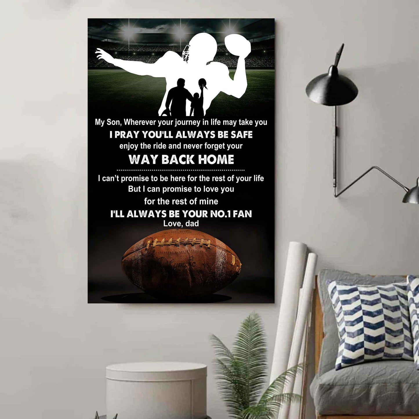 Baseball Poster Canvas Dad To Son - Never Forget Your Way Back Home I Will Always Your No 1 Fan