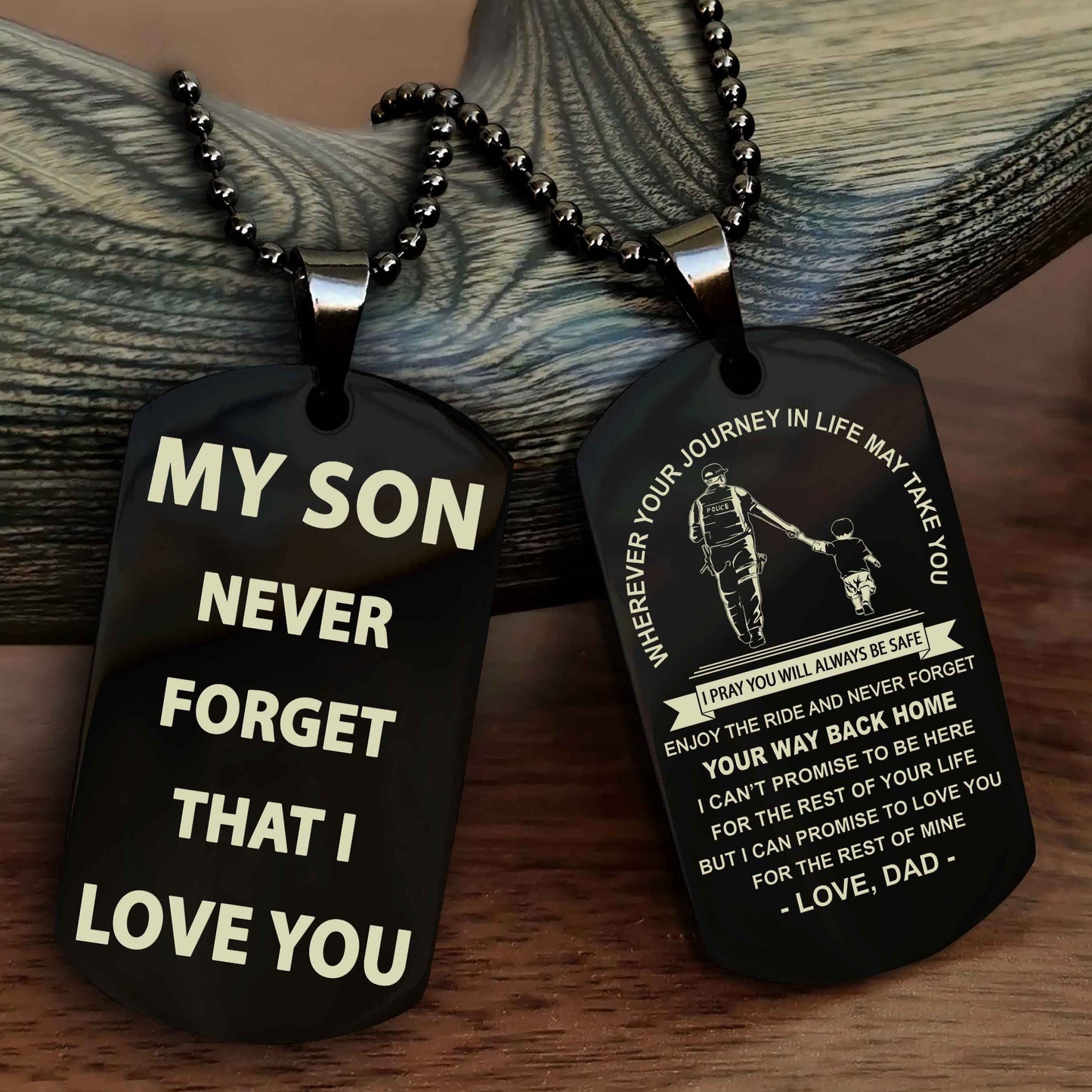 Family Double Sided Dog Tag To My Son Never Forget That I Love You - Gift For Son Never Forget Your Way Back Home