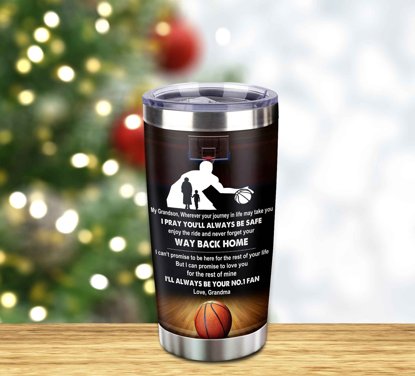 Customizable Tumbler To My Grandson With Inspriration Quotes From Grandpa And Grandma