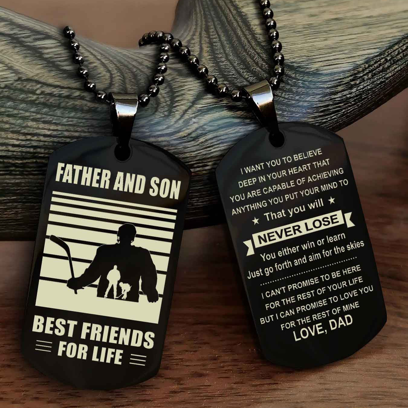 Sport Personalized Double Sided Dog Tag Father And Son Best Friend For Life - You Will Never Lose You Either Win Or Learn