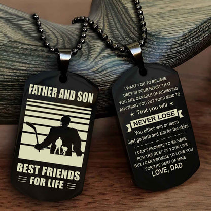 Sport Personalized Double Sided Dog Tag Father And Son Best Friend For Life - You Will Never Lose You Either Win Or Learn